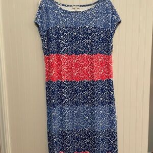 Talbots Blue and Pink Floral Midi Dress